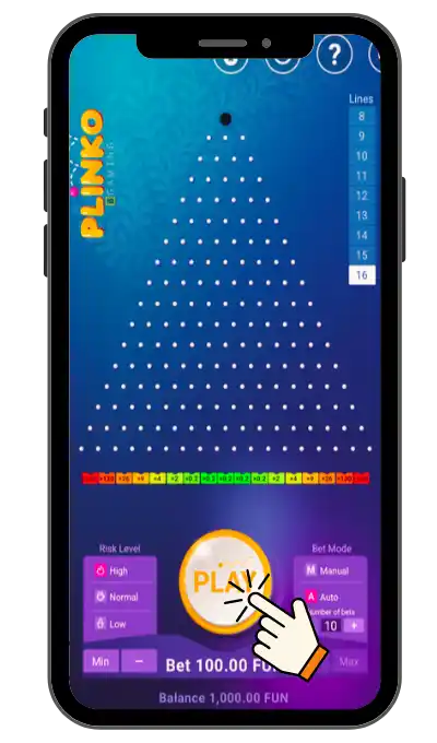 Set the bet amount or min/max bet and press Play